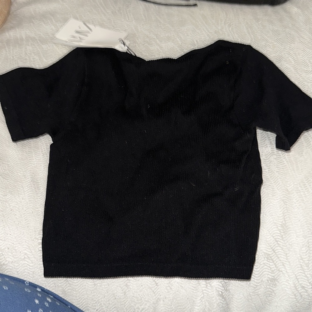 Zara black crop top size medium/large - Picture 2 of 3